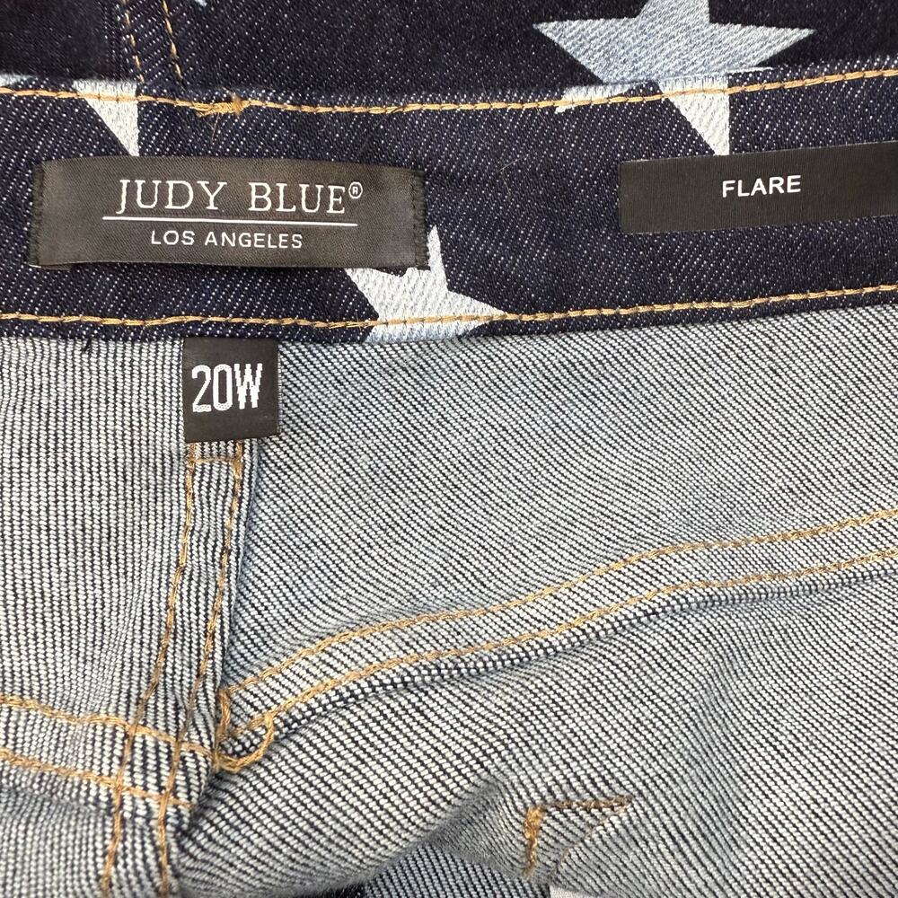 Judy Blue Jeans Women's 20W Dark Blue Star Print Flare Leg Tall Jeans Patriotic - Picture 7 of 15
